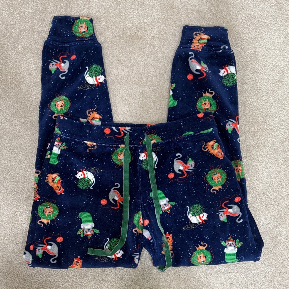 Festive Navy Pajama Pants with Holiday Print